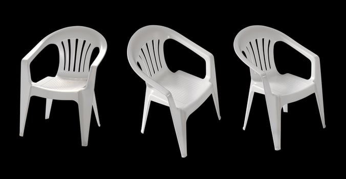 three white chairs isolated in the background photo