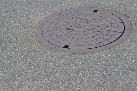 Round Manhole Cover on Asphalt Road with number 40 photo