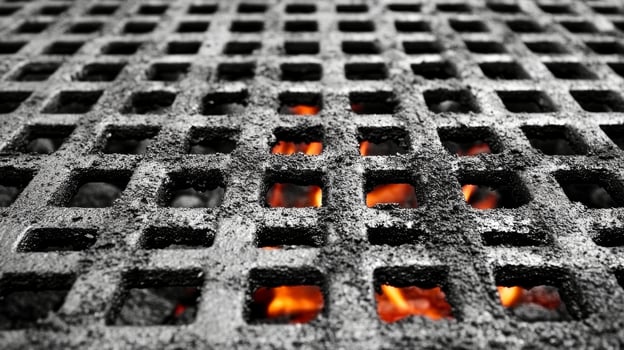 Close Up of Charcoal Grill with Glowing Embers Beneath photo