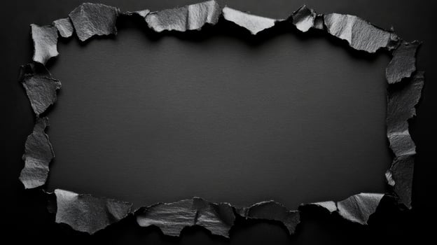 Dramatic Torn Paper Frame Creating Dark Textured Border Effect photo