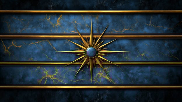 Blue and Gold Ornamental Pattern with Star photo