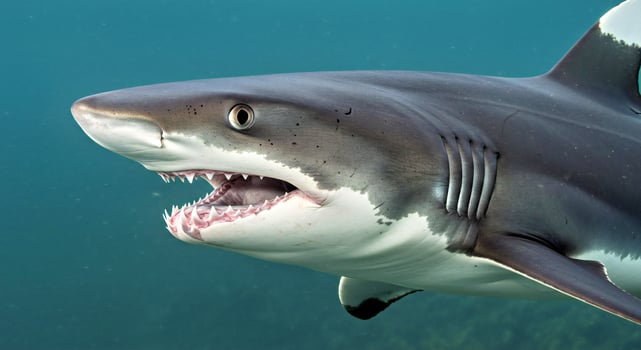 A shark with its mouth open and its teeth showing photo