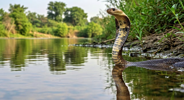 A snake is swimming in the water photo