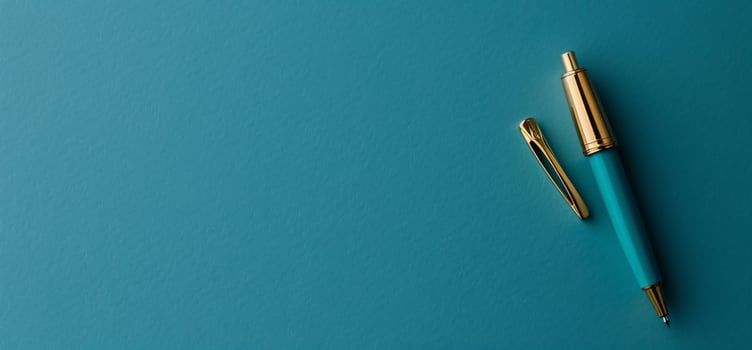 Teal Ballpoint Pen with Gold Accents photo