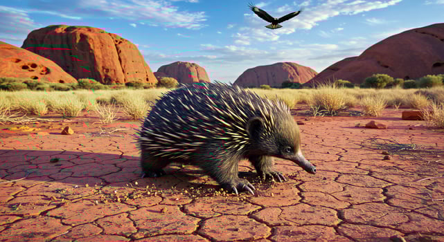 A small echidna in the desert photo