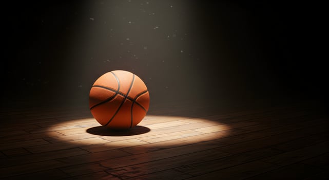 Dramatic Spotlight on Basketball, A Study in Texture and Contrast photo