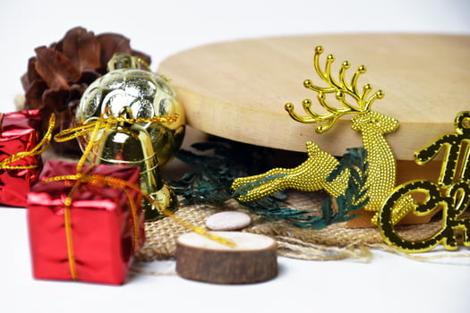 A charming Christmas scene with decorative ornaments photo