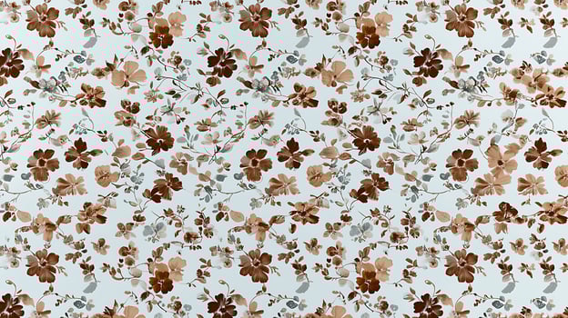 A seamless floral pattern featuring brown and blue flowers on a light background, ideal for textiles photo