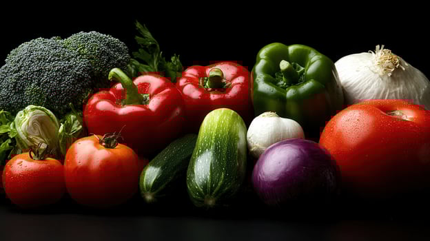 Fresh Vibrant Vegetables Colorful Tomatoes Peppers and Broccoli for Healthy Eating photo
