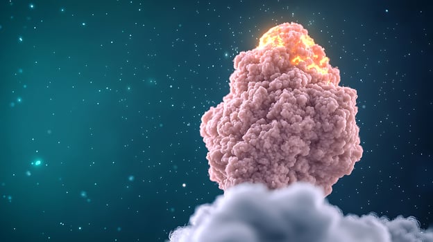 A vibrant explosion of colorful smoke rising against a starry backdrop, evoking a surreal atmosphere photo