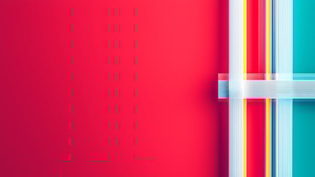 Abstract colorful background with vibrant lines crossing over a solid red and blue backdrop photo