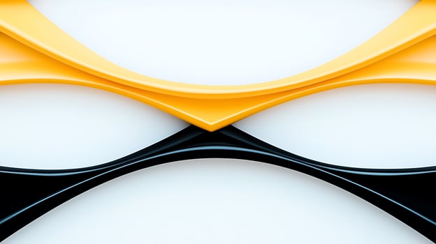 Abstract design featuring smooth curves in yellow, black, and white, creating a modern aesthetic photo