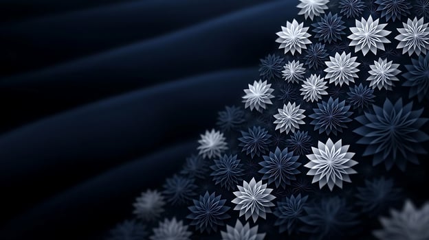 Abstract floral design with layered petals in blue and white, creating a serene background effect photo