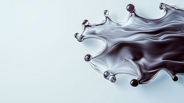 Abstract fluid shape with glossy texture flowing across a light background, evoking motion and elegance photo