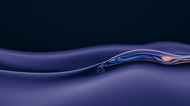 Abstract fluid wave with smooth curves and a reflective droplet against a dark background photo