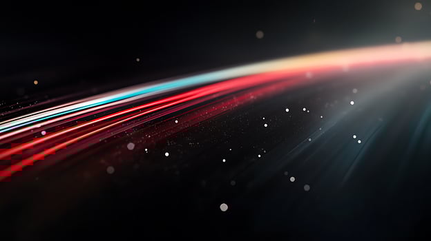 Abstract light trails with vibrant colors and particles creating a dynamic background effect photo
