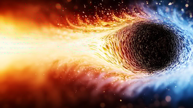 Abstract representation of a cosmic phenomenon with fiery colors and swirling patterns photo