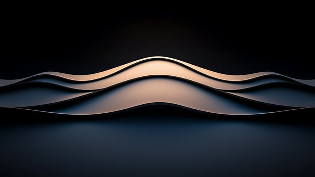 Abstract representation of smooth, flowing waves illuminated against a dark background photo
