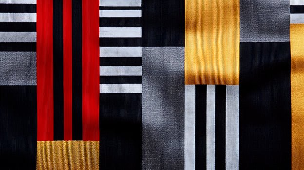 Abstract textile pattern featuring bold colors and geometric shapes, suitable for design use photo