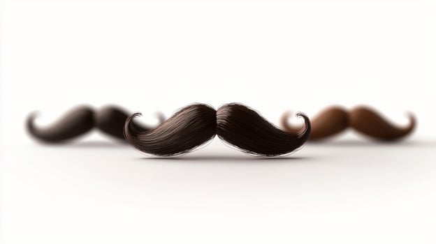 Artistic display of various mustaches in a minimalistic setting, showcasing styles and textures photo