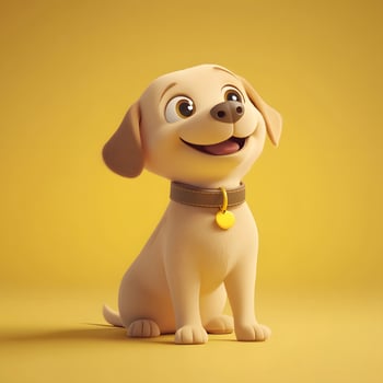 A cartoon dog with a collar and a smile photo