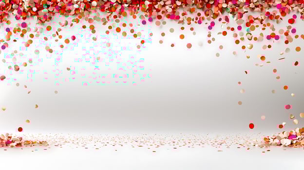 Colorful confetti falling against a white backdrop, creating a festive and celebratory atmosphere photo