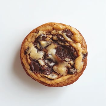 Delicious Chocolate Chip Cookie Overhead Shot on Plain White Background photo