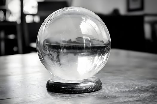 Crystal Glass Sphere on Wooden Base Reflective Surface Interior Decor photo