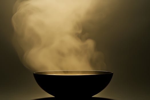 Steaming Hot Soup in Dark Bowl Warm Food Cozy Atmosphere Culinary Image photo