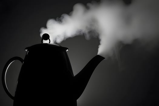Steaming Kettle Silhouette Hot Water Boiling Teapot Kitchen Appliance Home Drink photo