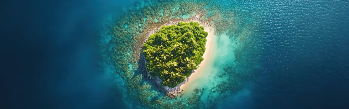 An aerial view of an island in the middle of the ocean photo