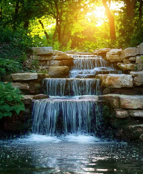 A waterfall in a forest photo