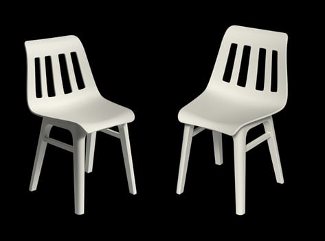two white chairs isolated in the background photo