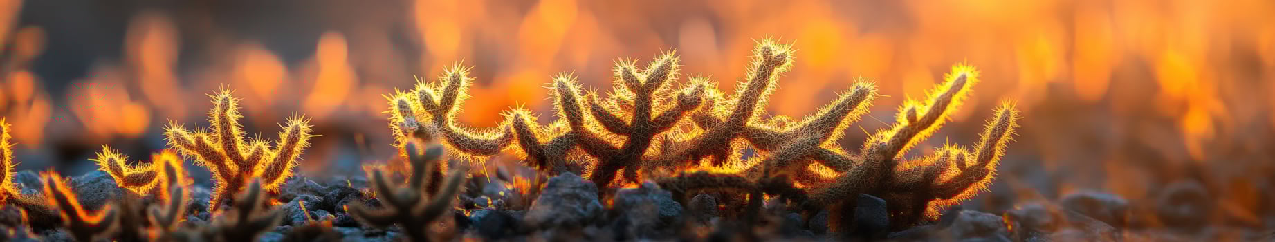 A close up of grass with fire in the background photo