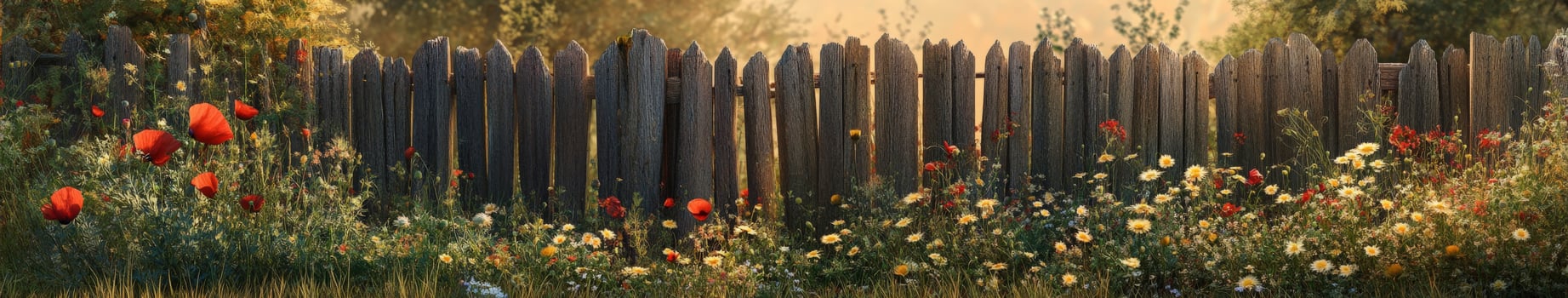 Poppies and fence wallpaper photo