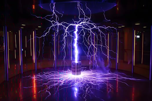 A large light bulb with lightning coming out of it photo