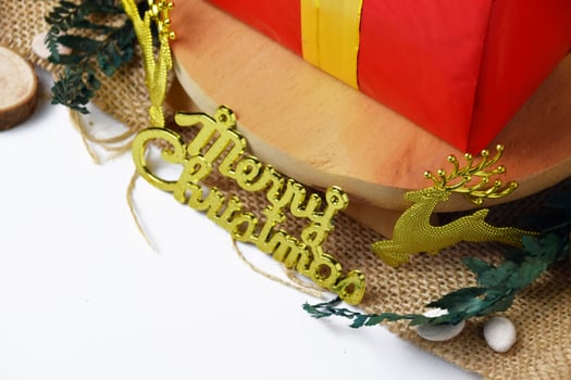 Christmas Ornaments with Metallic Gold Merry Christmas Message photo