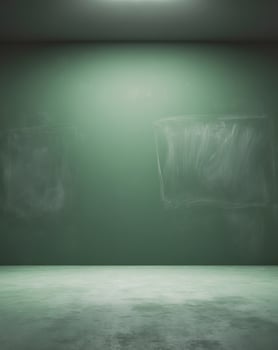 Empty room with chalkboard and light photo