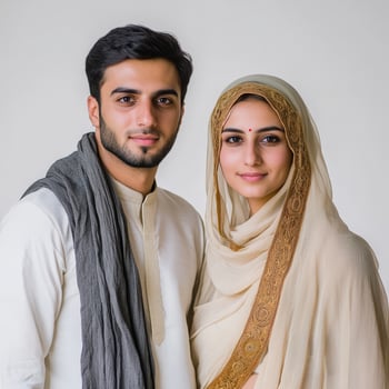 Muslim couple in traditional clothing. photo