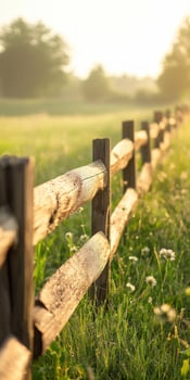 Wooden fence in the field photo
