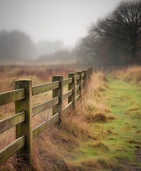 Foggy morning at the edge of the wood photo