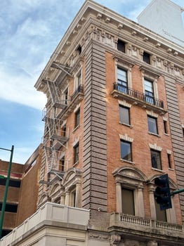 Norfolk Virginia Historic Brick Building with Fire Escape, near Chesapeake Bay photo