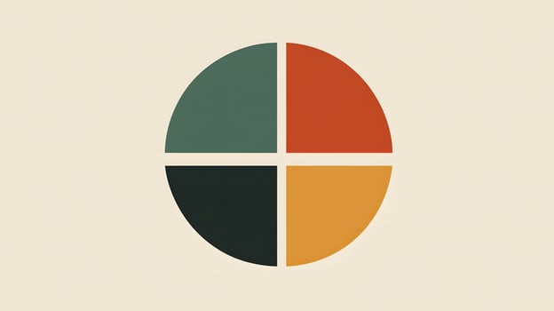Abstract Geometric Circle Design Four Quadrant Color Palette Mid Century Modern Art Print photo