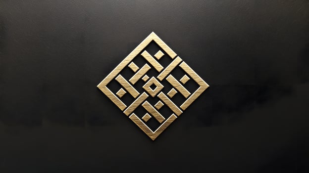 Elegant Gold Geometric Diamond Pattern on Black Background Luxury Design Element photo