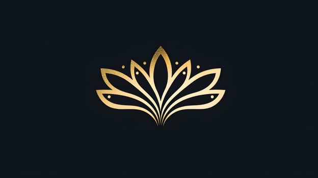 Elegant Golden Lotus Flower Design Luxury Spa Logo Floral Ornament Abstract Art Black Background photo