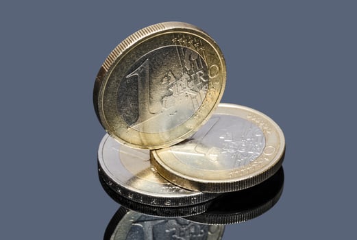 Stack of Euro coins closeup photo