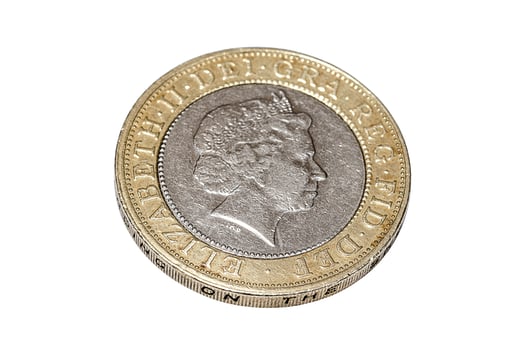 Two British pounds coin closeup photo