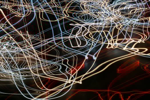 lines of lights on a black background. photo