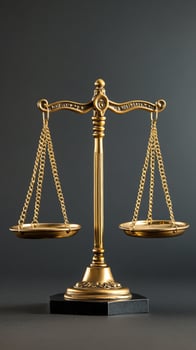 Brass Scale with Balanced Pans on Black Base photo