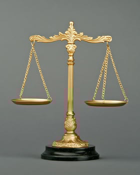Gold Balance Scales with Ornate Design on Dark Base photo